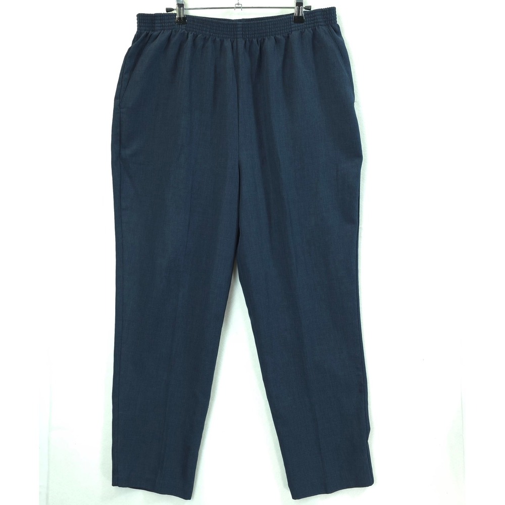 Bobbie Brooks Pull On Trousers Elastic Waist Navy Blue Women 14P Classic Comfort